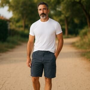WearFirst Shorts Mens 32 Navy Cargo Ripstop Hiking Fishing